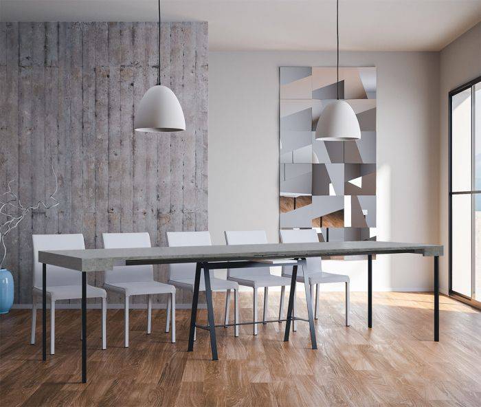 Itamoby Consolle Banco Cemento Telaio Antracite