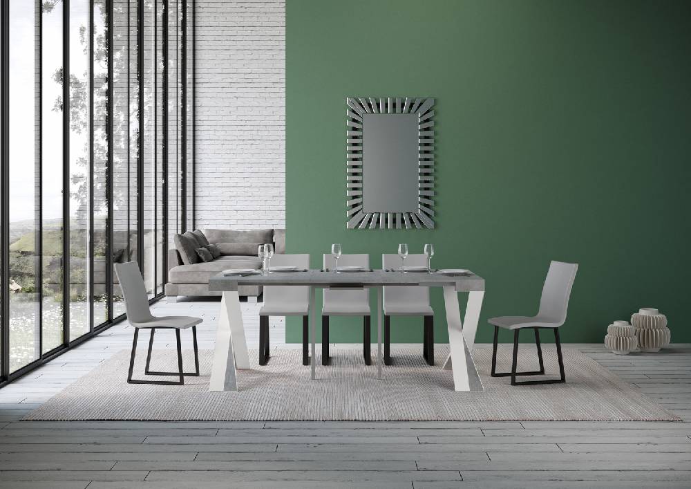 Itamoby Consolle Diago Cemento Telaio Bianco