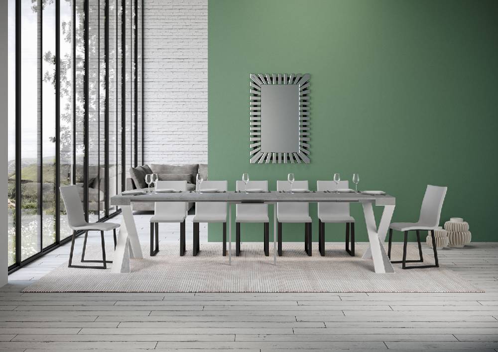 Itamoby Consolle Diago Cemento Telaio Bianco