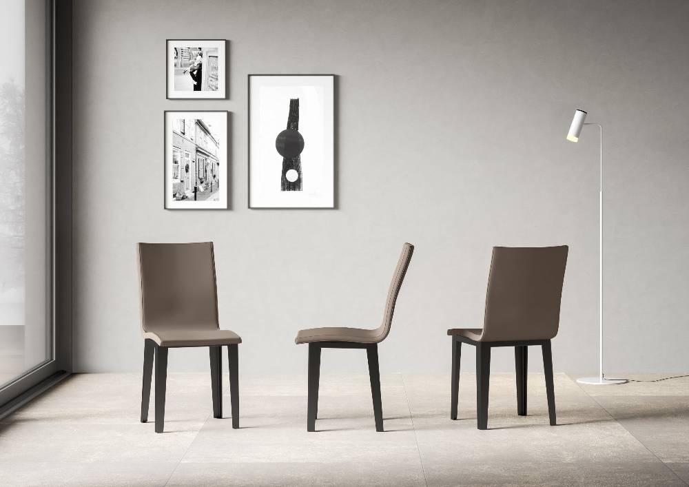 Itamoby Sedia Armida Gambe Antracite Cuscino Tortora 52 (gambe Coniche)