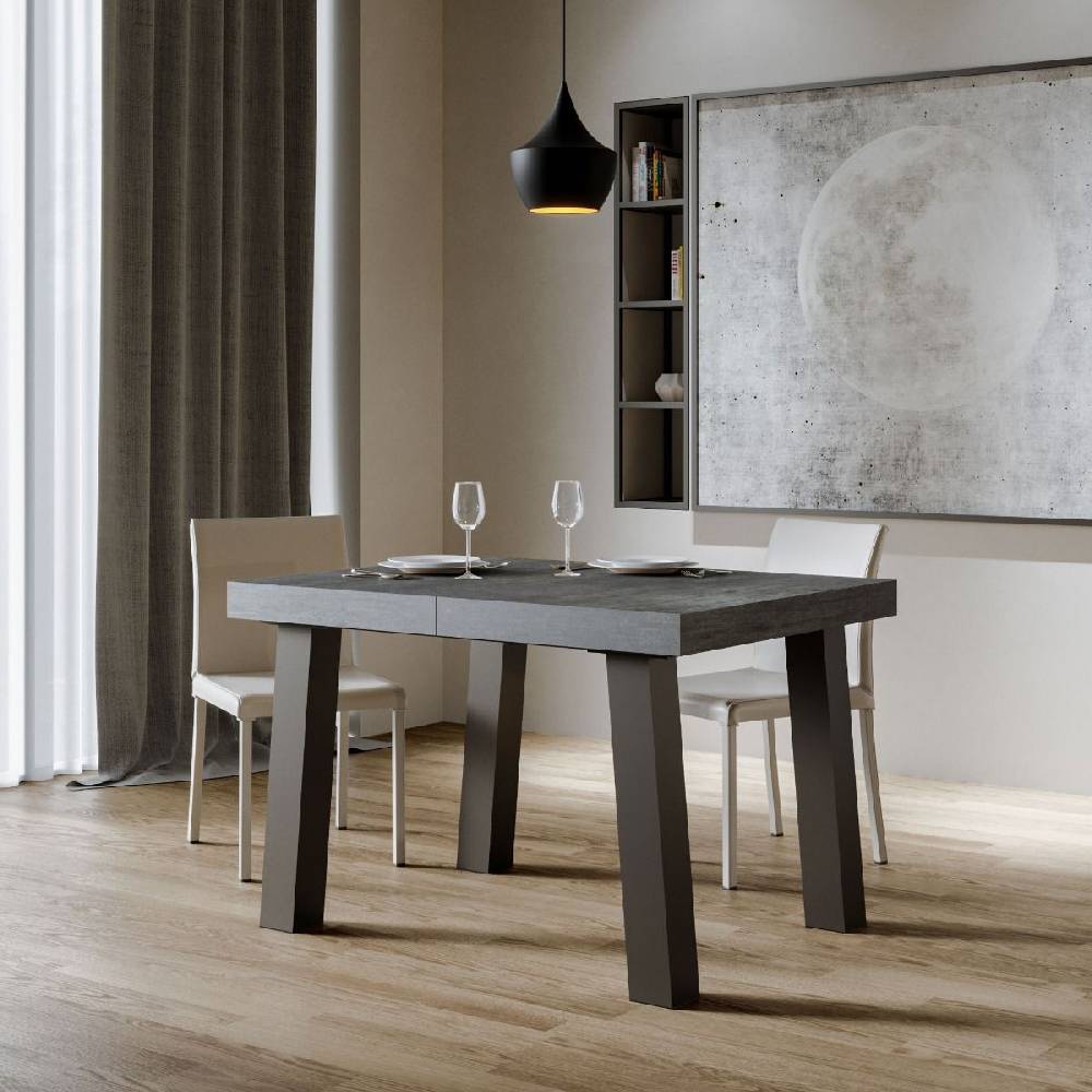 Itamoby Tavolo Allungabile 90×120/224 Cm Bridge Cemento Telaio Antracite