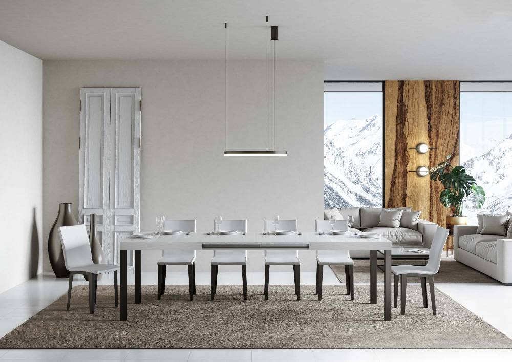 Itamoby Tavolo Allungabile 90X120/224 Cm Everyday Bianco Frassino Telaio Antracite