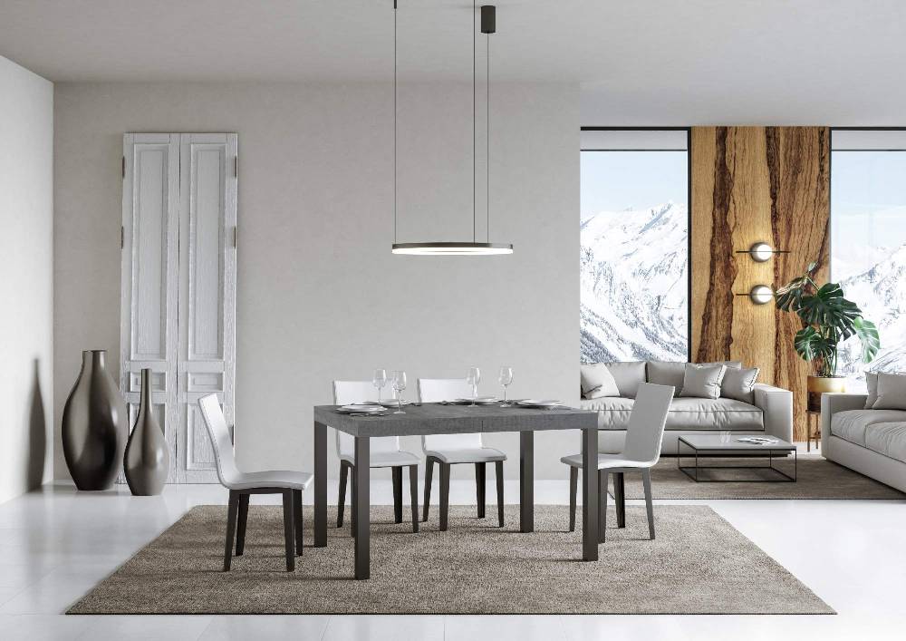 Itamoby Tavolo Allungabile 90X120/224 Cm Everyday Cemento Telaio Antracite