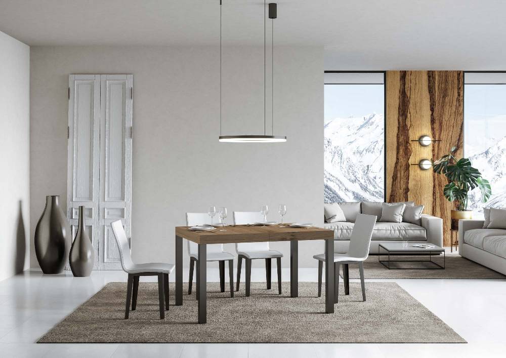 Itamoby Tavolo Allungabile 90X120/224 Cm Everyday Quercia Natura Telaio Antracite