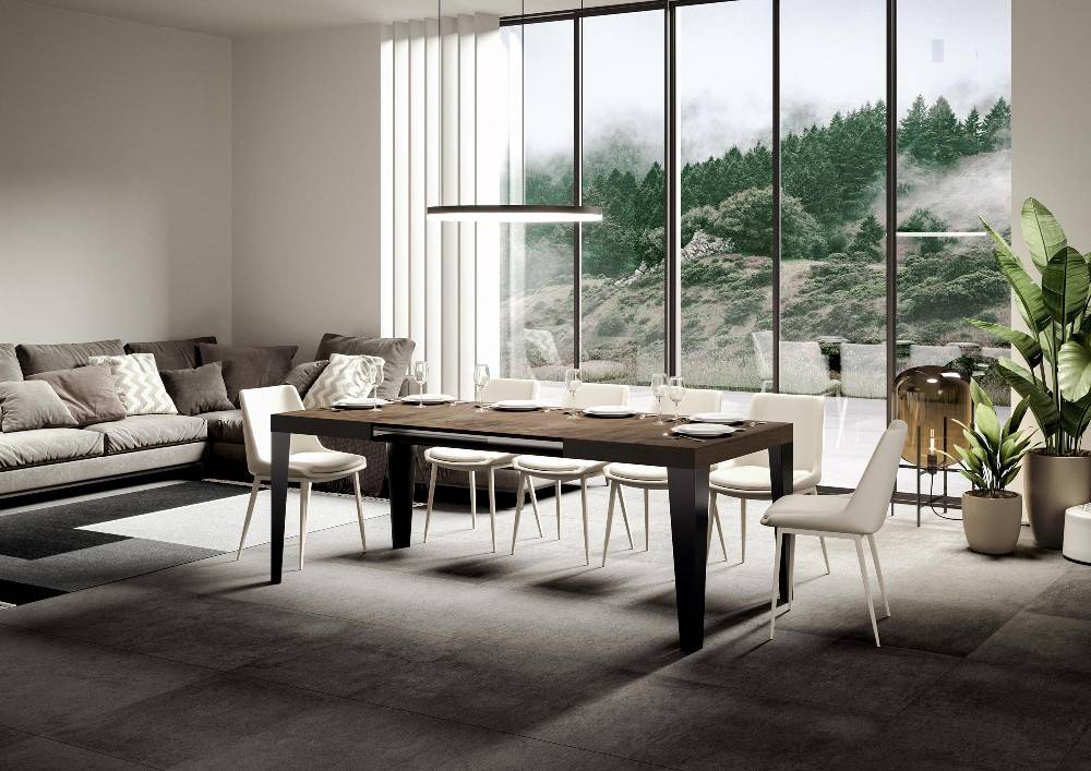 Itamoby Tavolo Allungabile 90X120/224 Cm Flame Noce Telaio Antracite