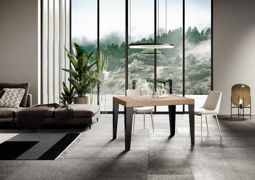 Itamoby Tavolo Allungabile 90X120/224 Cm Flame Premium Quercia Natura Telaio Antracite