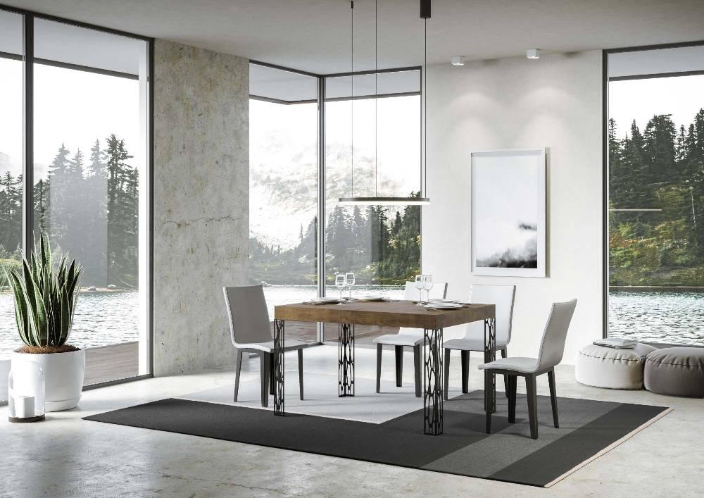 Itamoby Tavolo Allungabile 90×120/224 Cm Ghibli Noce Telaio Antracite