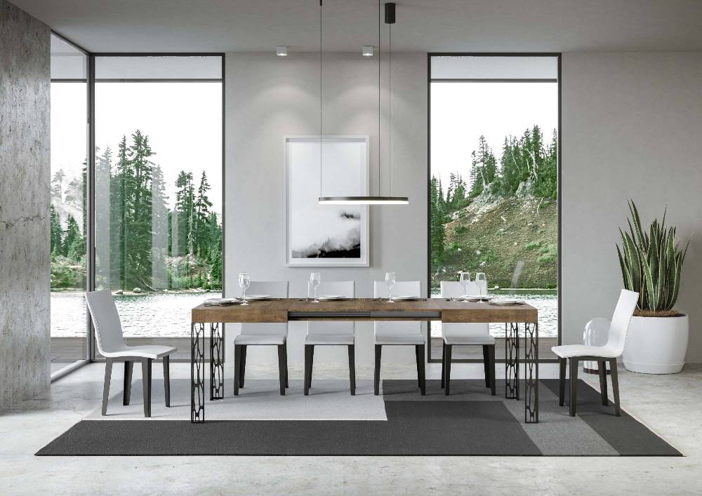 Itamoby Tavolo Allungabile 90×120/224 Cm Ghibli Noce Telaio Antracite