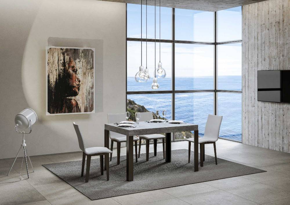 Itamoby Tavolo Allungabile 90×120/224 Cm Linea Cemento Telaio Antracite