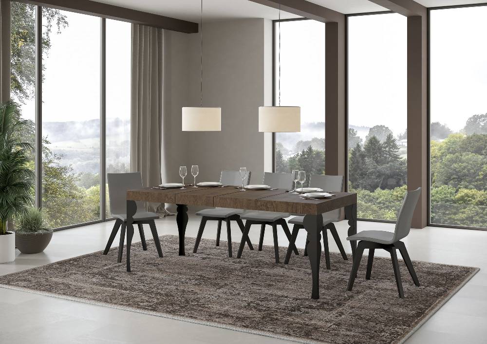 Itamoby Tavolo Allungabile 90X120/224 Cm Paxon Premium Noce Telaio Antracite