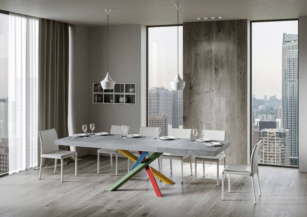 Itamoby Tavolo Allungabile 90×120/224 Cm Volantis Premium Cemento Telaio 4/B