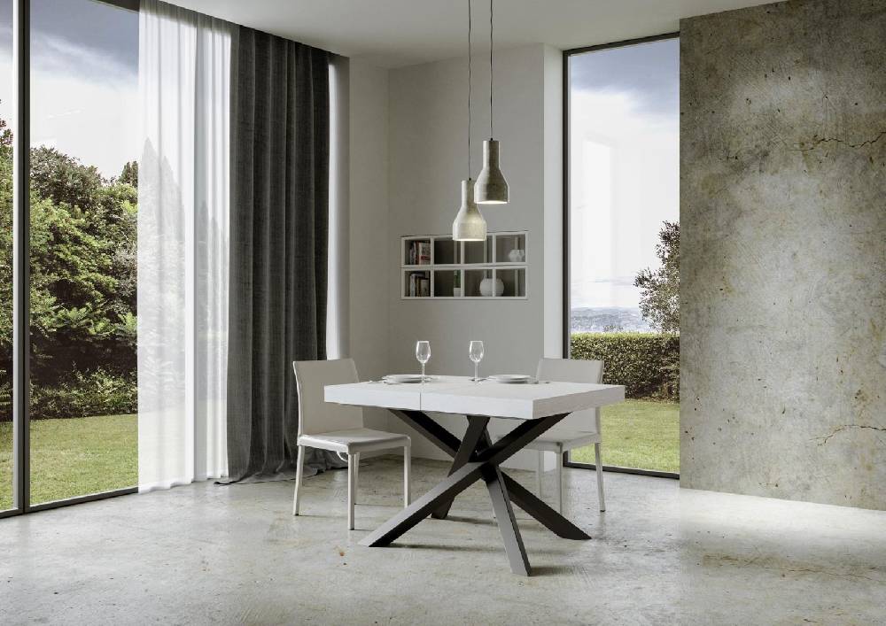 Itamoby Tavolo Allungabile 90×120/224 Cm Volantis Premium Bianco Frassino Telaio Antracite