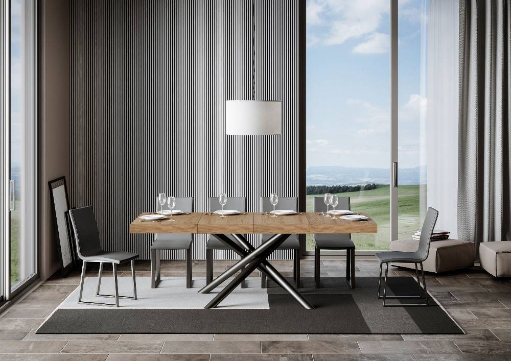 Itamoby Tavolo Allungabile 90×130/234 Cm Famas Premium Quercia Natura Telaio Antracite