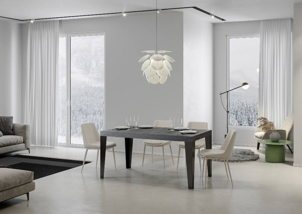 Itamoby Tavolo Allungabile 90×130/234 Cm Flame Premium Cemento Telaio Antracite