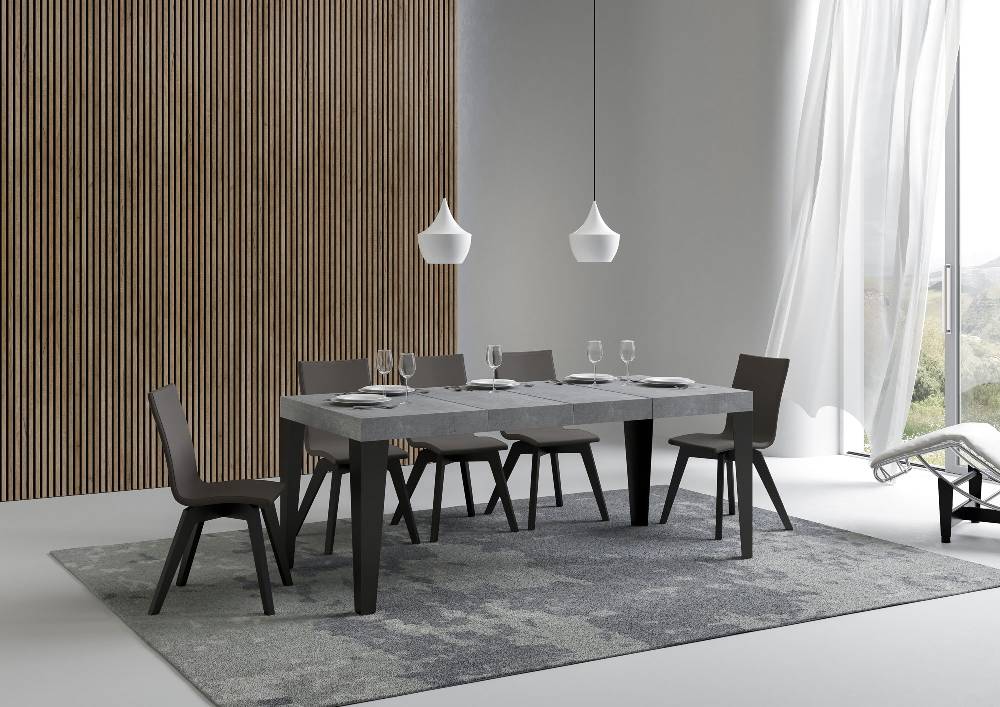 Itamoby Tavolo Allungabile 90×130/234 Cm Flame Premium Cemento Telaio Antracite