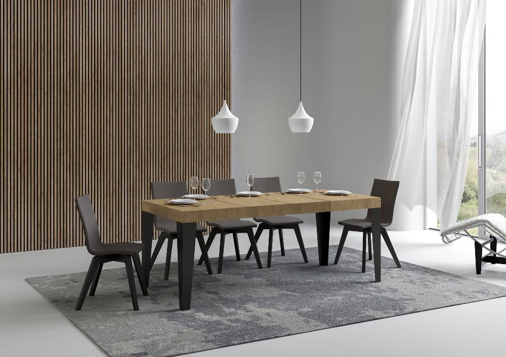 Itamoby Tavolo Allungabile 90×130/234 Cm Flame Premium Quercia Natura Telaio Antracite