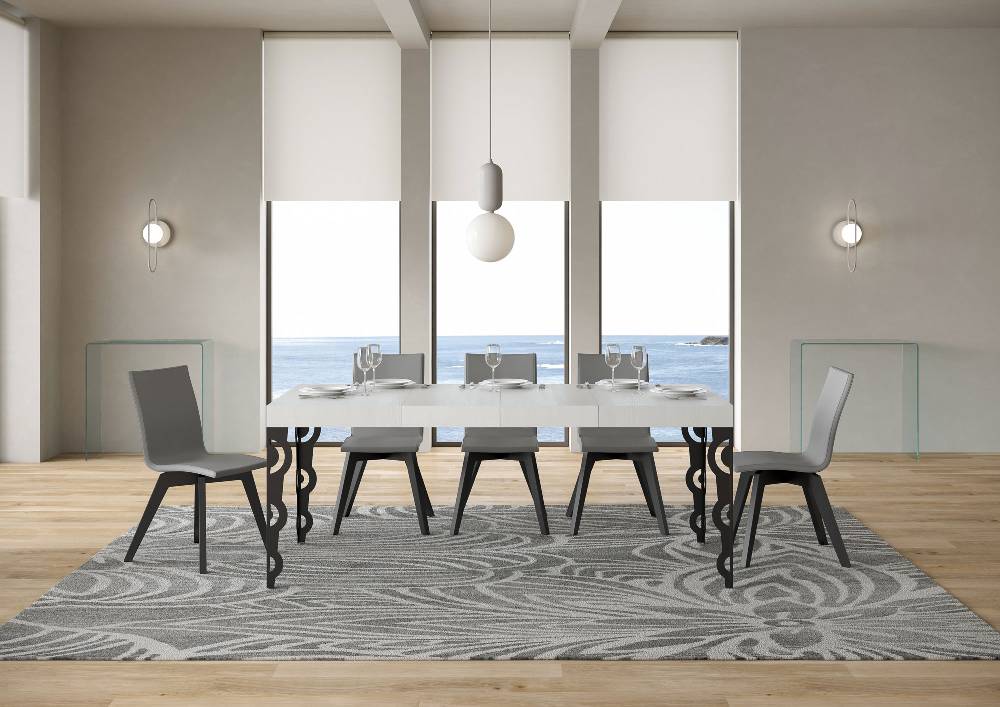 Itamoby Tavolo Allungabile 90×130/234 Cm Karamay Premium Bianco Frassino Telaio Antracite