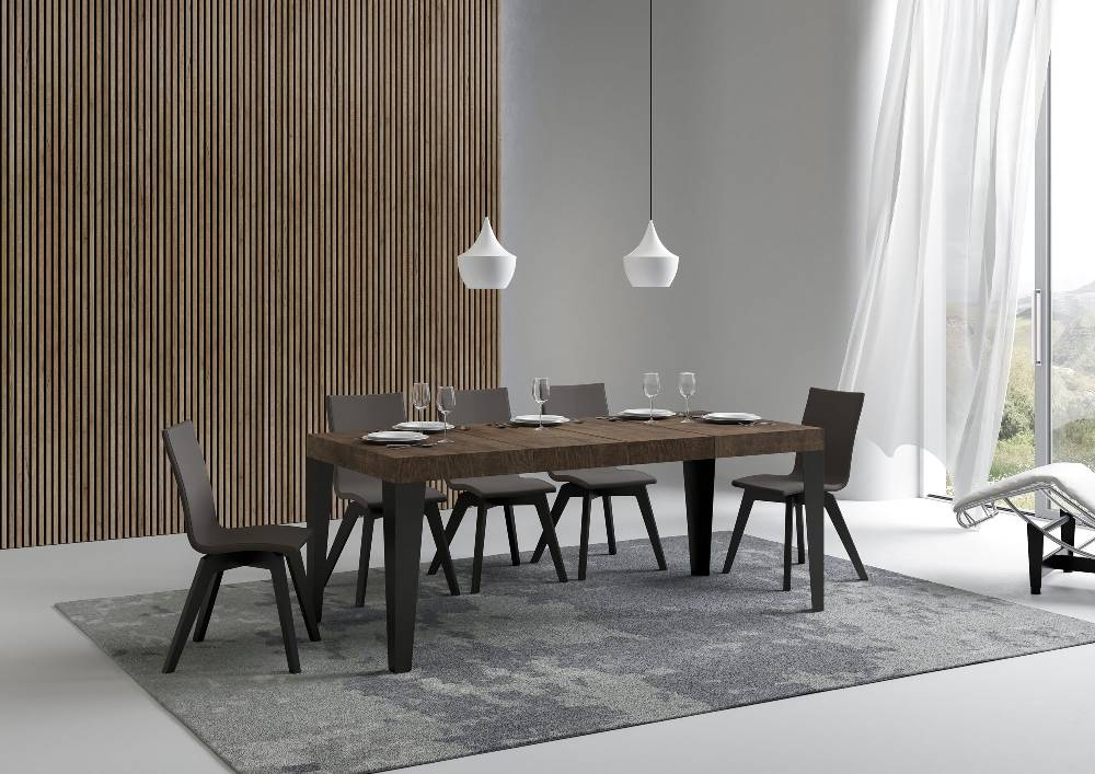 Itamoby Tavolo Allungabile 90X140/244 Cm Flame Premium Noce Telaio Antracite