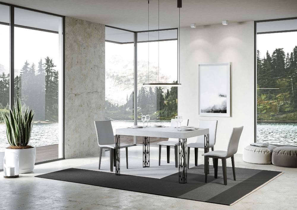 Itamoby Tavolo Allungabile 90×140/244 Cm Ghibli Bianco Frassino Telaio Antracite