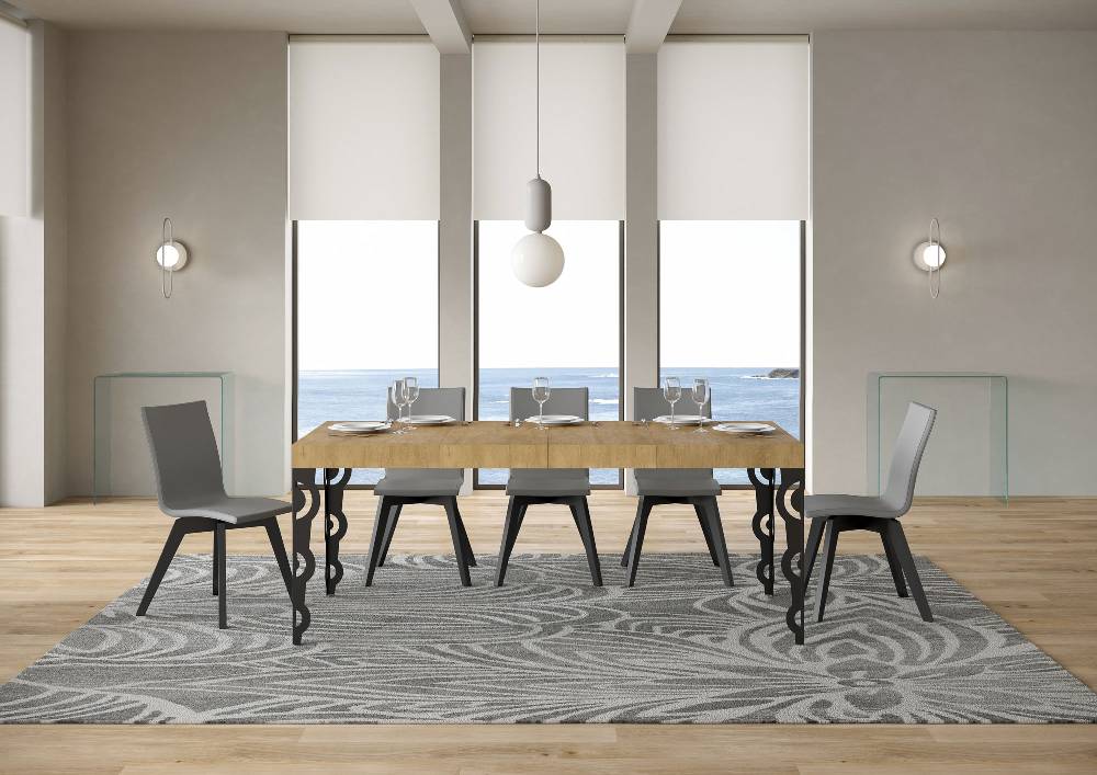 Itamoby Tavolo Allungabile 90X140/244 Cm Karamay Premium Quercia Natura Telaio Antracite