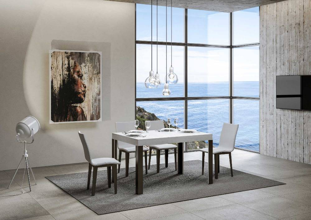 Itamoby Tavolo Allungabile 90×140/244 Cm Linea Bianco Frassino Telaio Antracite