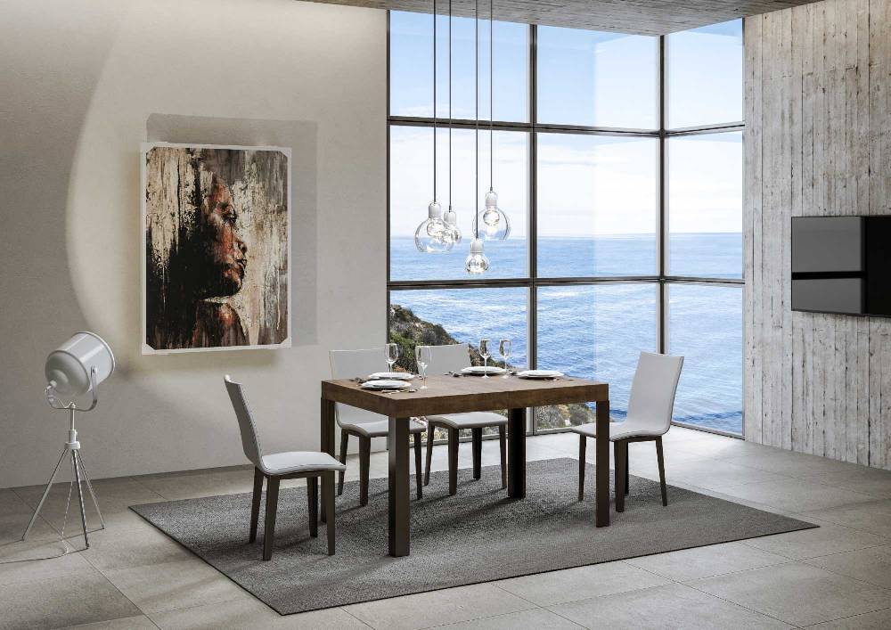 Itamoby Tavolo Allungabile 90×140/244 Cm Linea Noce Telaio Antracite