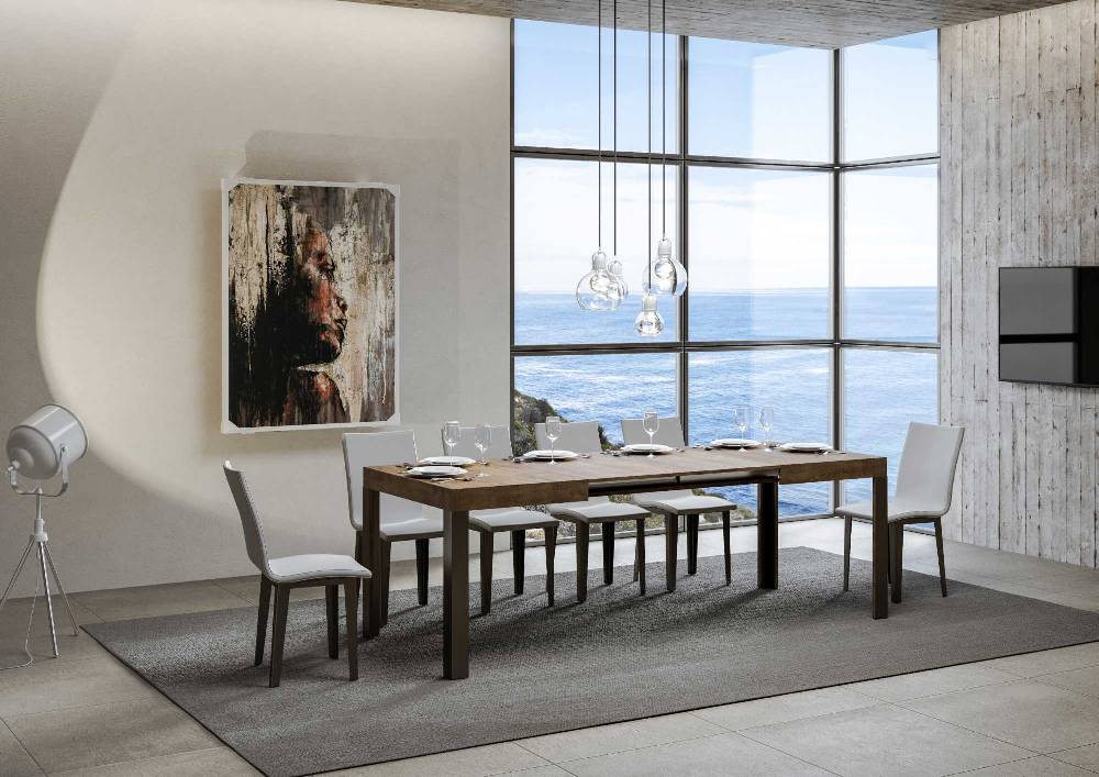 Itamoby Tavolo Allungabile 90×140/244 Cm Linea Noce Telaio Antracite