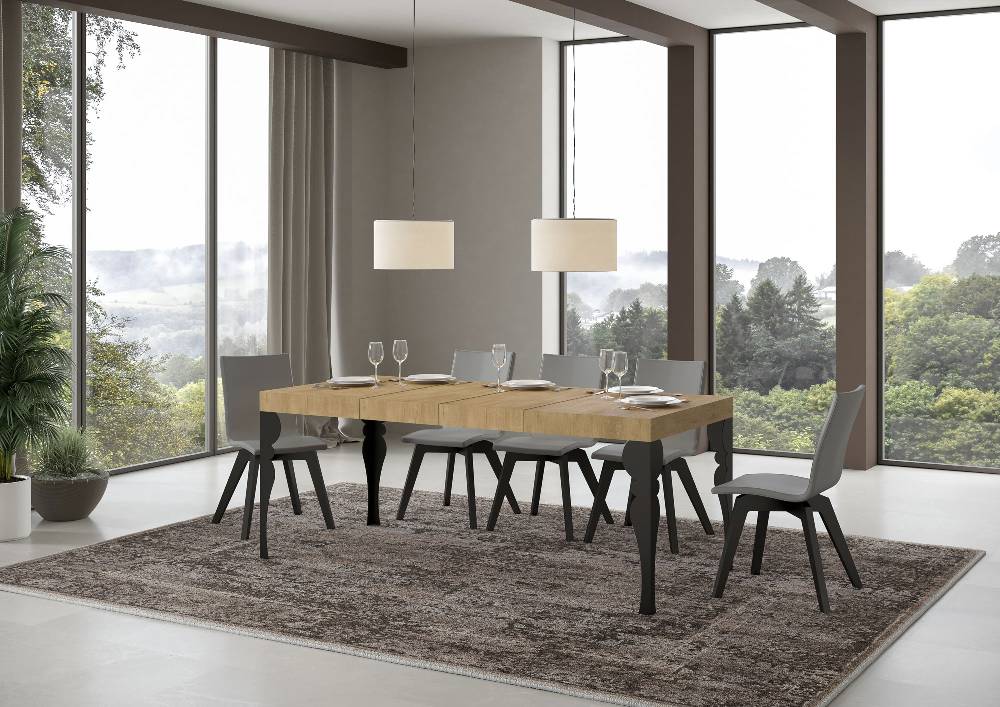 Itamoby Tavolo Allungabile 90X140/244 Cm Paxon Premium Quercia Natura Telaio Antracite