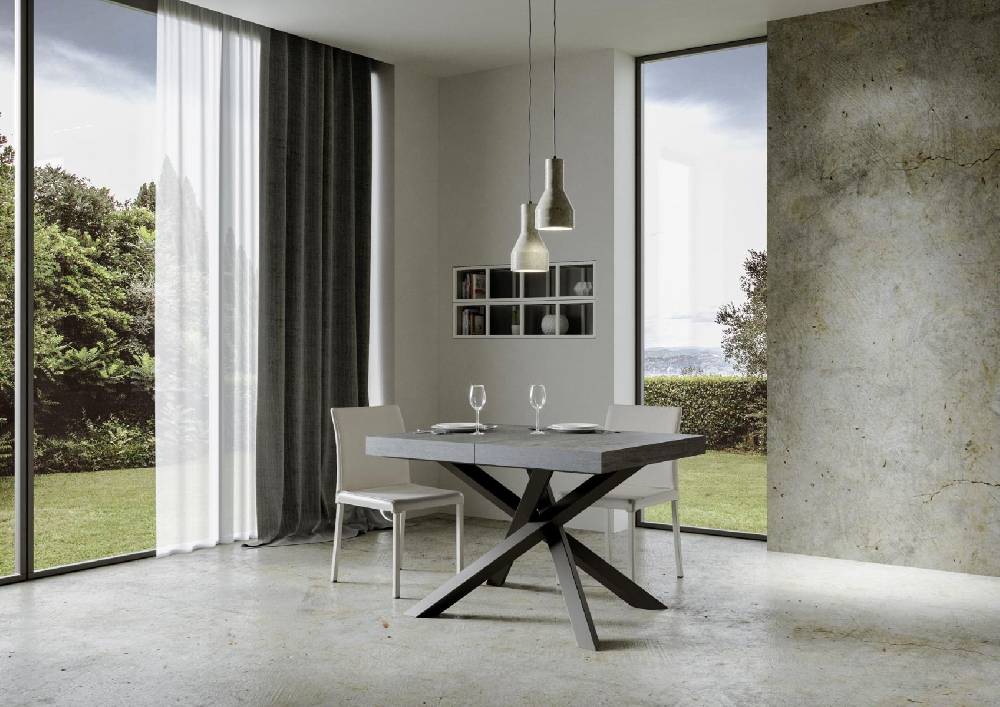 Itamoby Tavolo Allungabile 90×140/244 Cm Volantis Cemento Telaio Antracite