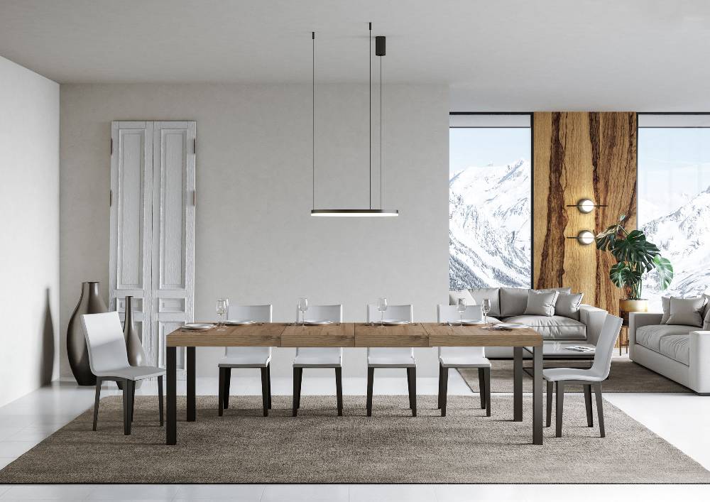 Itamoby Tavolo Allungabile 90×160/264 Cm Everyday Premium Quercia Natura Telaio Antracite