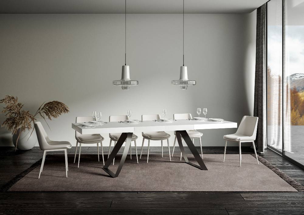 Itamoby Tavolo Allungabile 90×160/264 Cm Proxy Premium Bianco Frassino Telaio Antracite