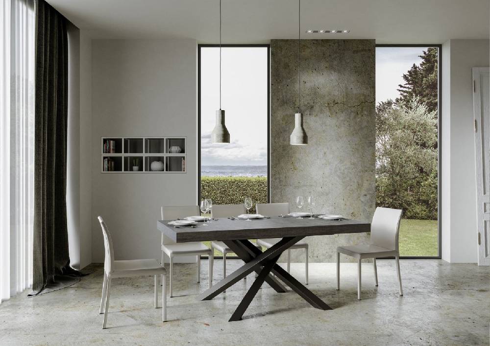 Itamoby Tavolo Allungabile 90×160/264 Cm Volantis Premium Cemento Telaio Antracite