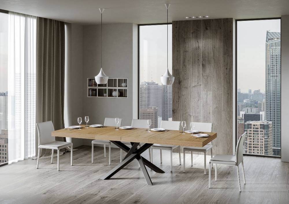 Itamoby Tavolo Allungabile 90×160/264 Cm Volantis Premium Quercia Natura Telaio Antracite