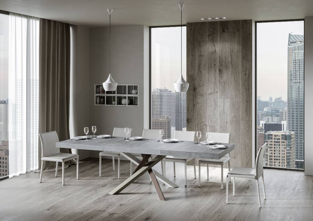 Itamoby Tavolo Allungabile 90×160/264 Cm Volantis Premium Cemento Telaio 4/C