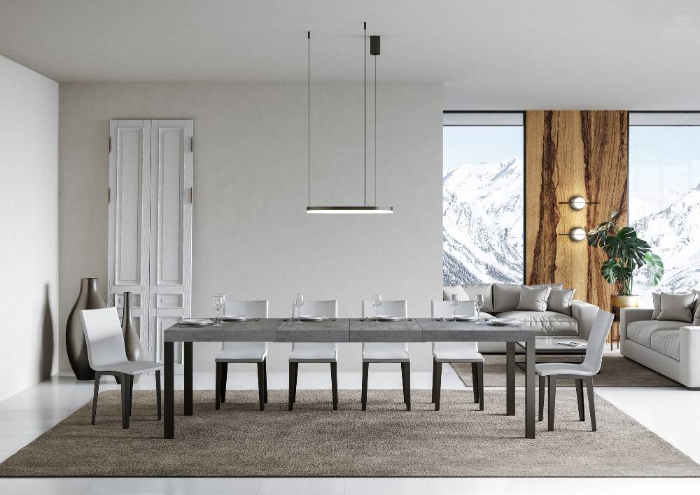 Itamoby Tavolo Allungabile 90×180/284 Cm Everyday Premium Cemento Telaio Antracite