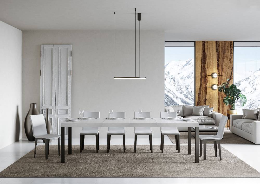 Itamoby Tavolo Allungabile 90×180/284 Cm Everyday Premium Bianco Frassino Telaio Antracite