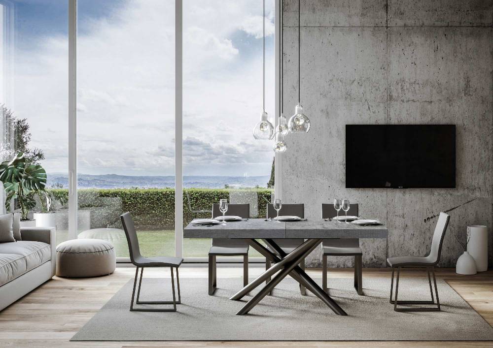 Itamoby Tavolo Allungabile 90×180/284 Cm Famas Premium Cemento Telaio Antracite