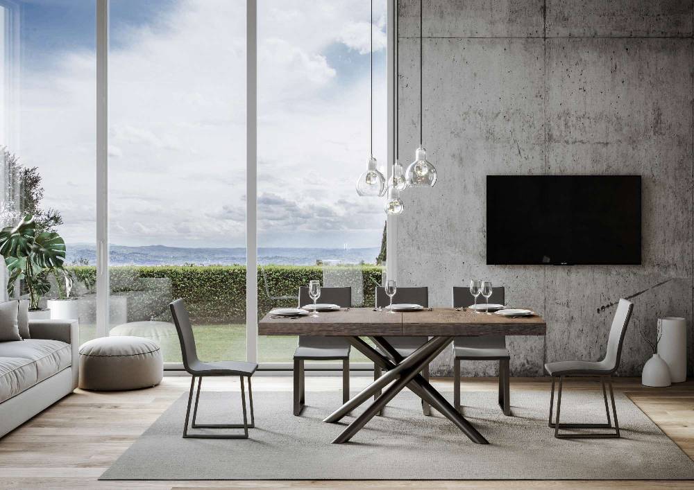 Itamoby Tavolo Allungabile 90×180/284 Cm Famas Premium Noce Telaio Antracite