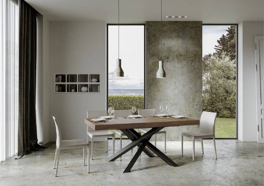 Itamoby Tavolo Allungabile 90×180/284 Cm Volantis Premium Noce Telaio Antracite