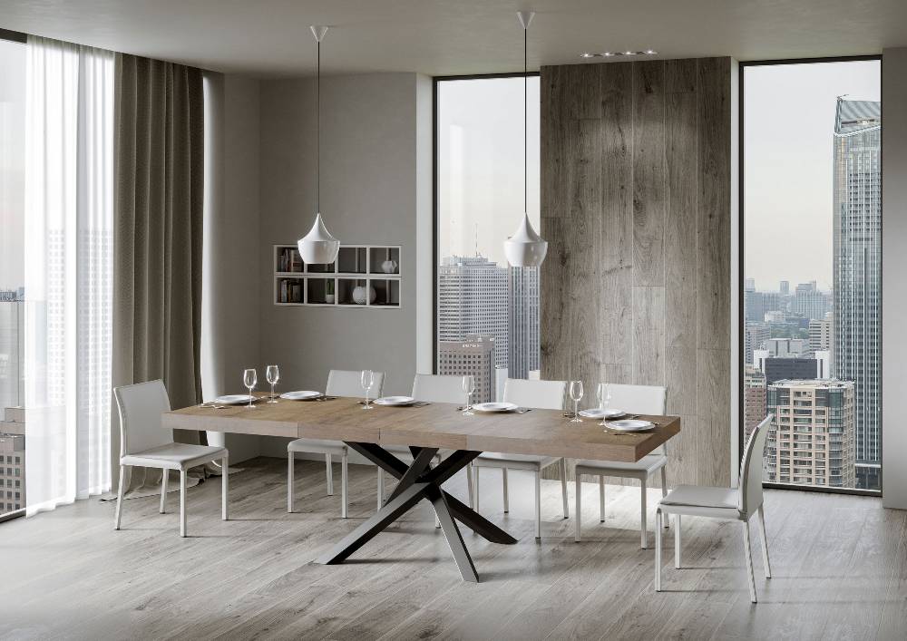 Itamoby Tavolo Allungabile 90×180/284 Cm Volantis Premium Noce Telaio Antracite