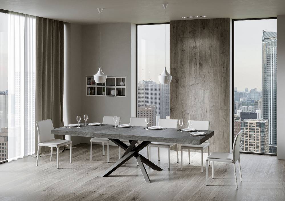 Itamoby Tavolo Allungabile 90×180/284 Cm Volantis Premium Cemento Telaio Antracite