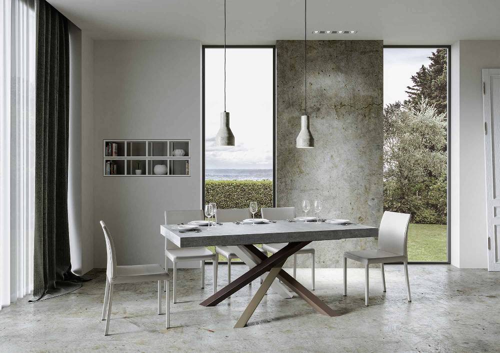 Itamoby Tavolo Allungabile 90×180/284 Cm Volantis Premium Cemento Telaio 4/C