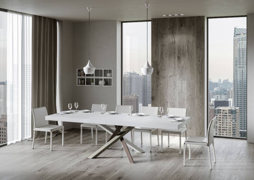 Itamoby Tavolo Allungabile 90×180/284 Cm Volantis Premium Bianco Frassino Telaio 4/C