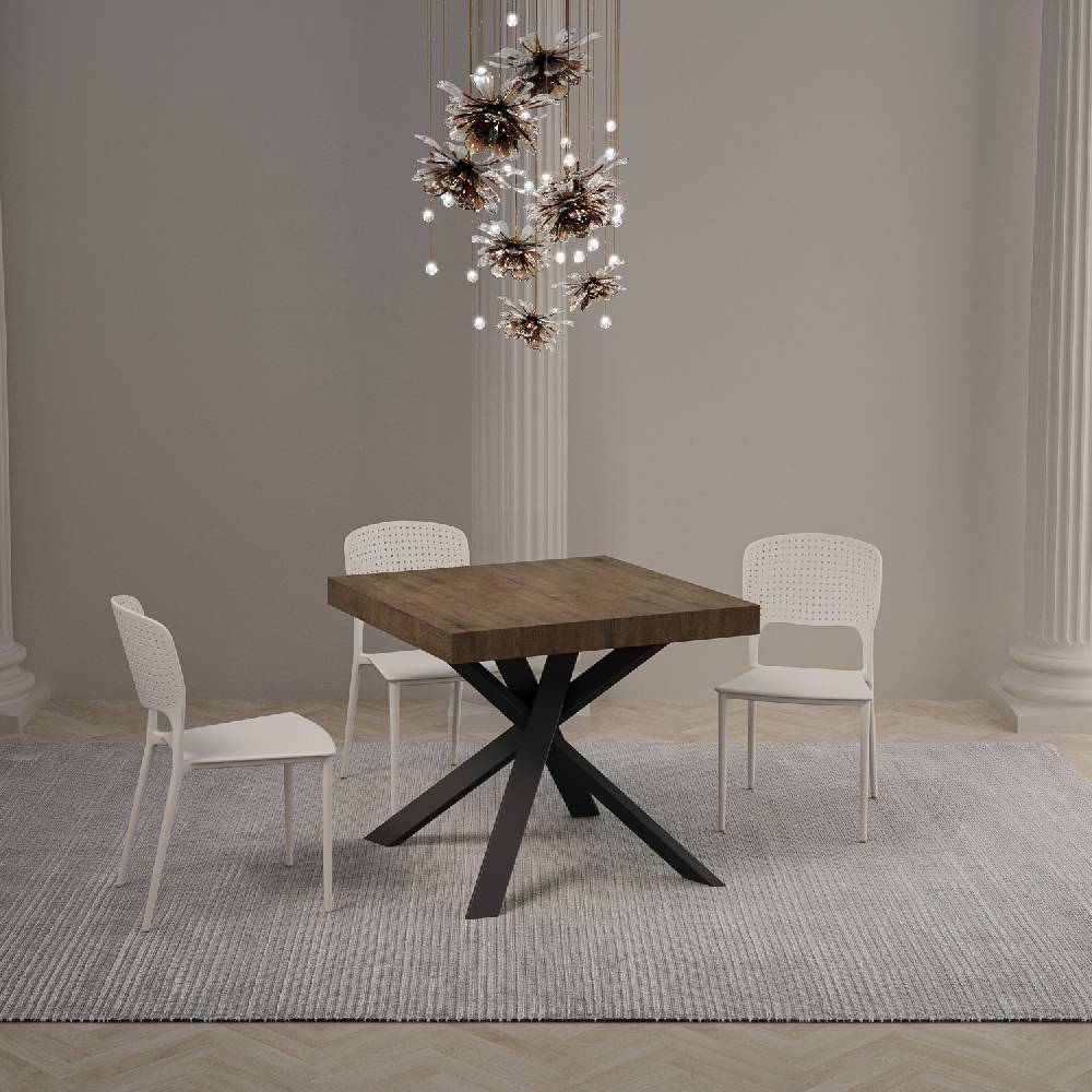 Itamoby Tavolo Allungabile 90×90/194 Cm Clerk Premium Piano Noce – Gambe Antracite