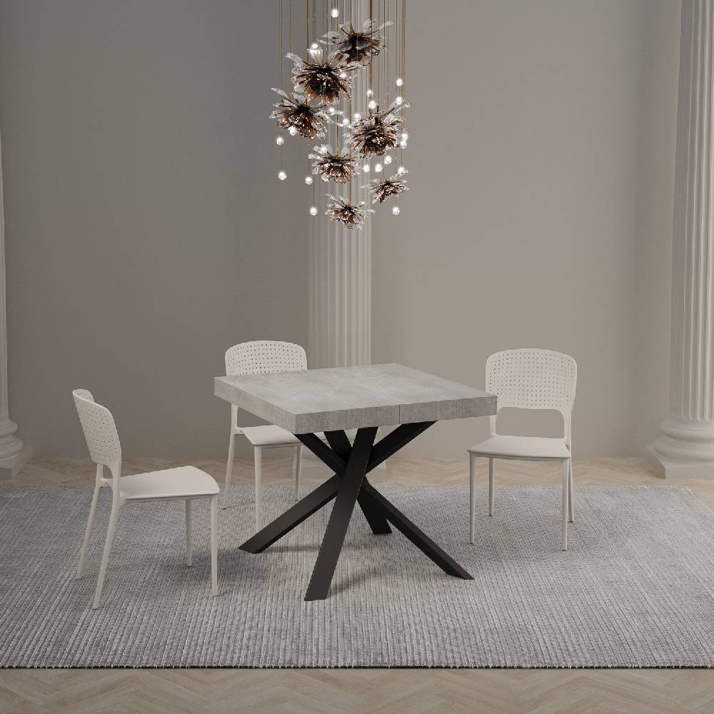 Itamoby Tavolo Allungabile 90×90/194 Cm Clerk Premium Piano Cemento – Gambe Antracite