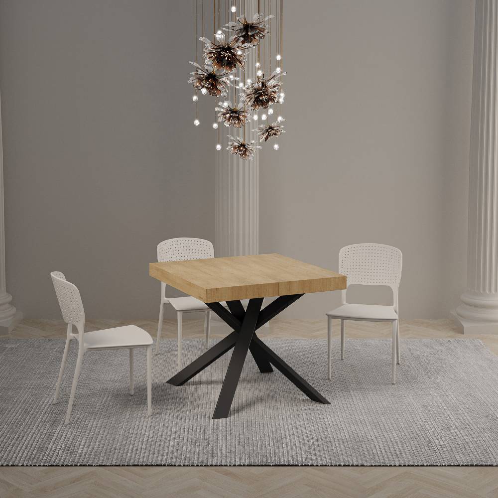 Itamoby Tavolo Allungabile 90×90/194 Cm Clerk Premium Piano Quercia Natura – Gambe Antracite