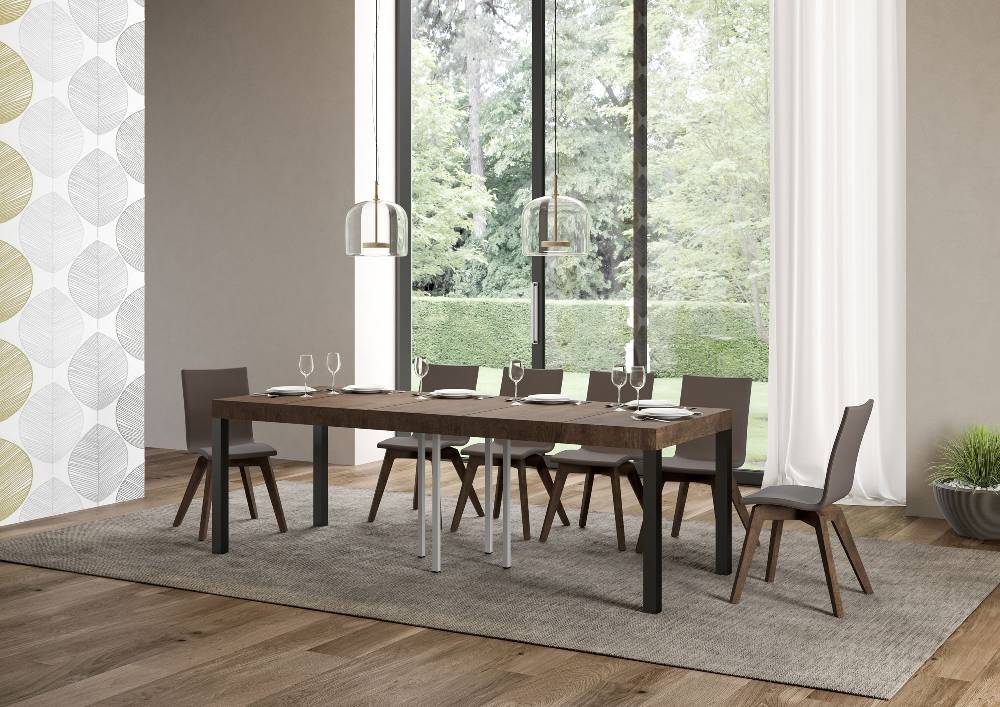 Itamoby Tavolo Allungabile 90×90/246 Cm Everyday Premium Noce Telaio Antracite