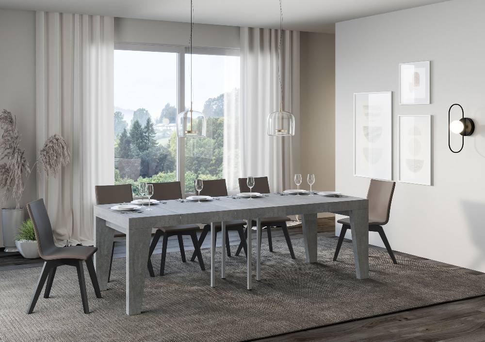 Itamoby Tavolo Allungabile 90×90/246 Cm Naxy Premium Cemento