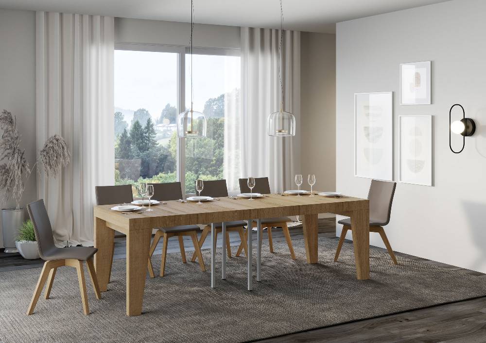 Itamoby Tavolo Allungabile 90×90/246 Cm Naxy Premium Quercia Natura