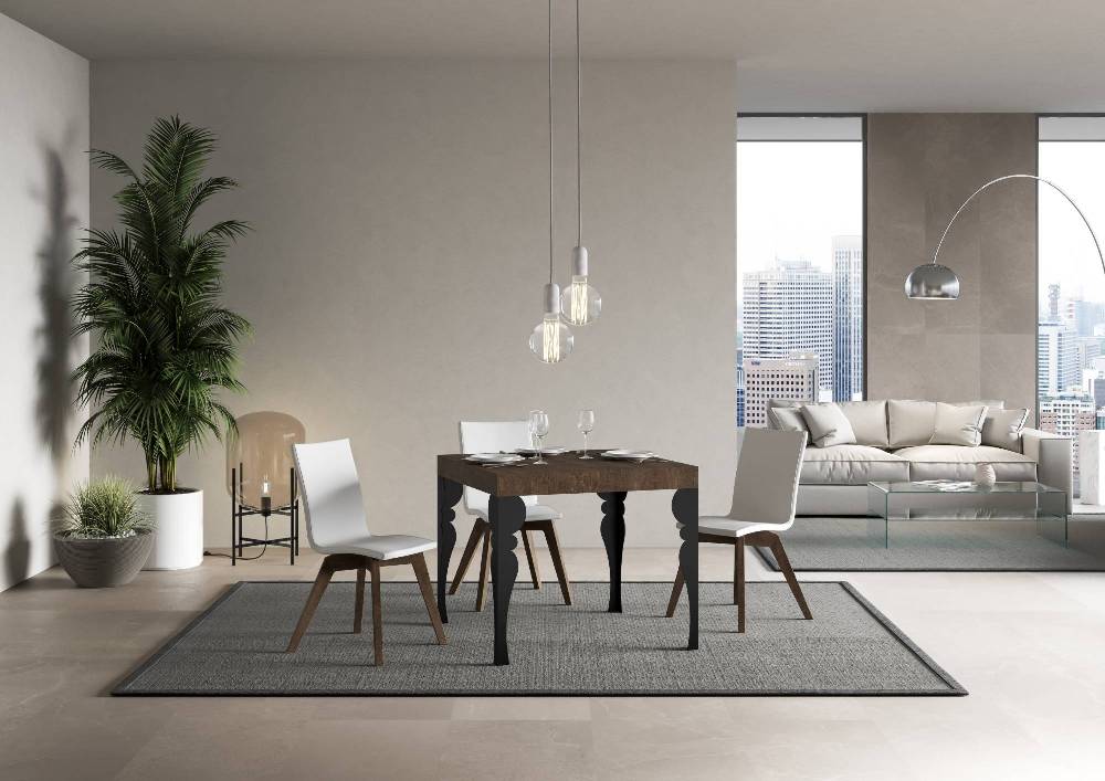 Itamoby Tavolo Allungabile 90×90/246 Cm Paxon Premium Noce Telaio Antracite